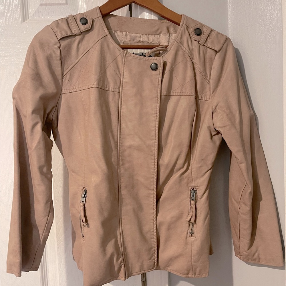 Blush/Taupe Faux Leather Jacket